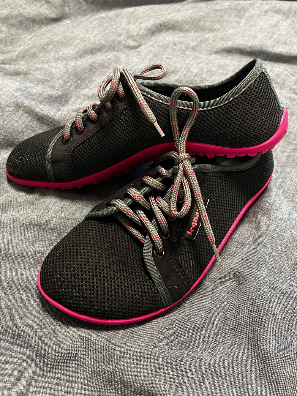 Women’s Black and Pink Lightweight Mesh Lace-Up Sneakers